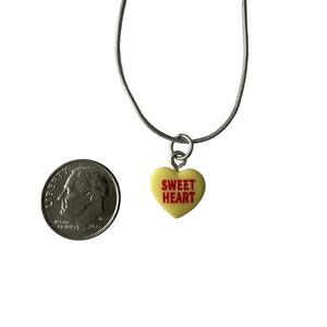 SWEET HEART Pendant Necklace Conversation Heart Valentine 18” Snake Chain NWOT